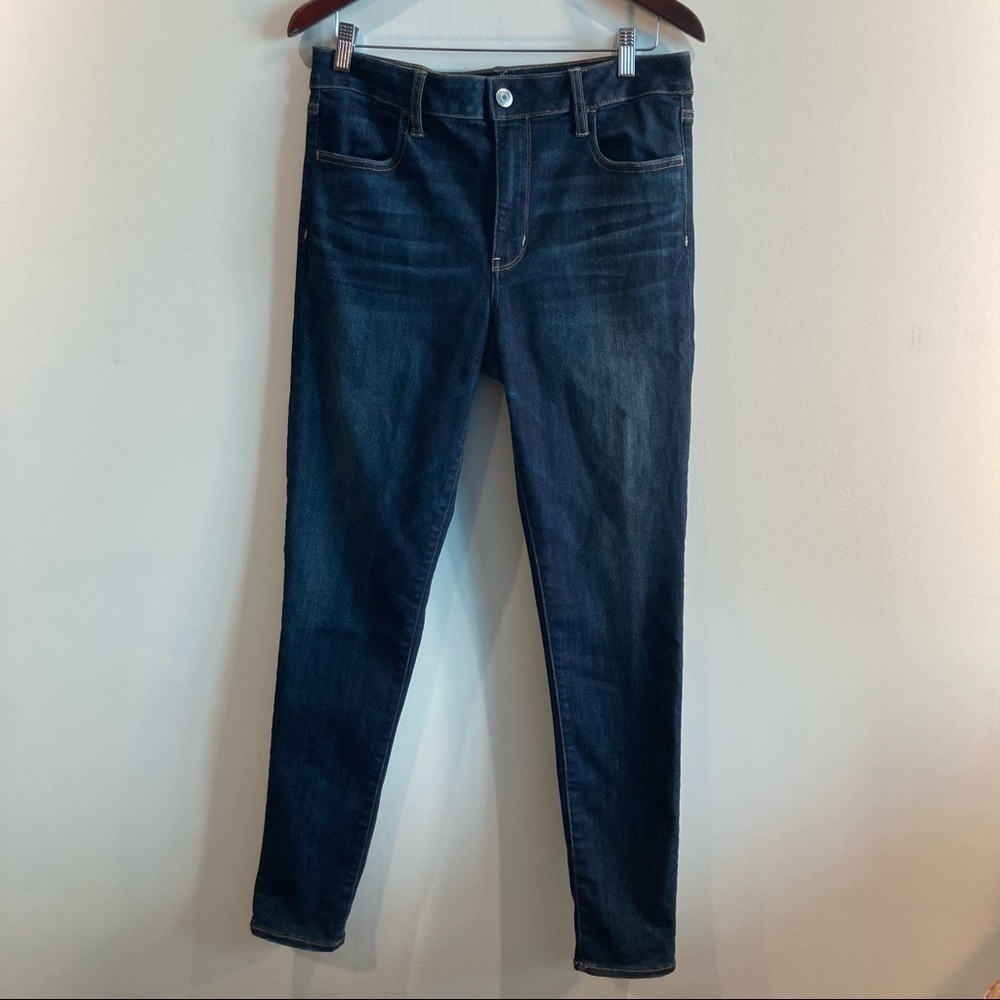AMERICAN EAGLE OUTFITTERS High Rise Jeggings Dark Wash Sz 14L NWT